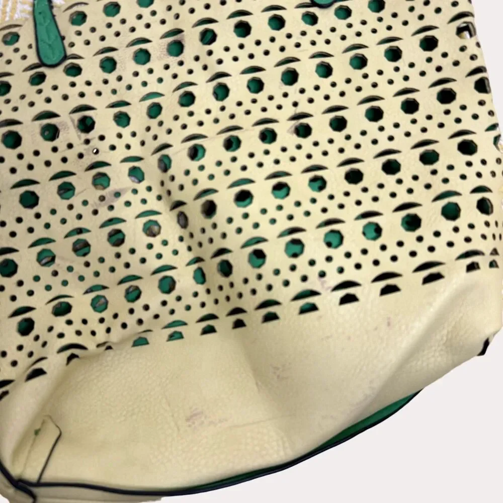 Reversible Double Handle Tote Purse Bag Cut Out Green